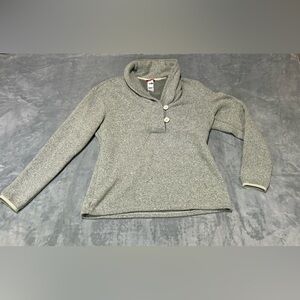 THE NORTHFACE Women's Pullover Sweater Button Mock Neck Gray Heathered size XL